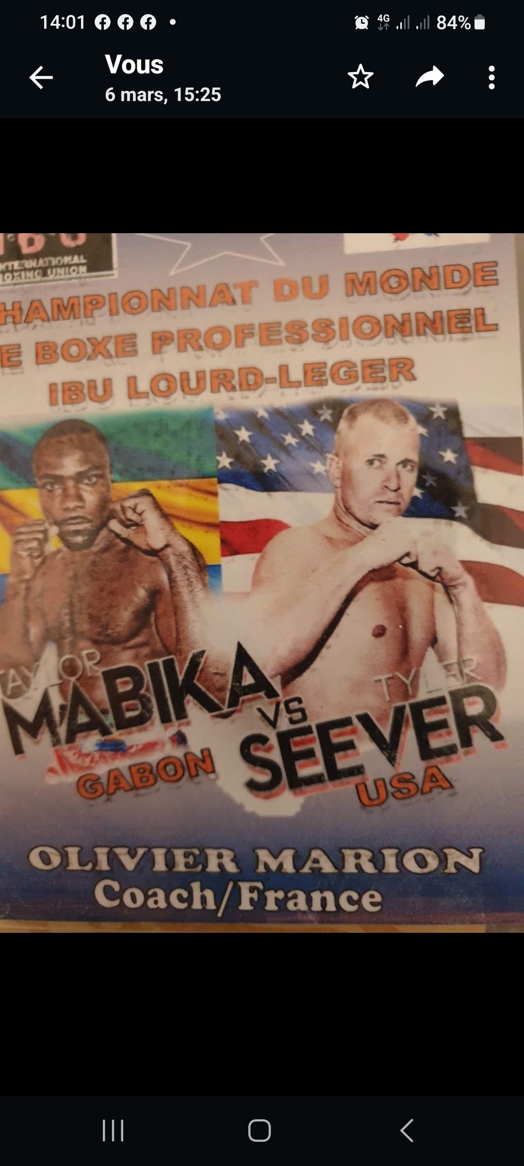 Affiche du championnat du monde IBU lourds-légers, Mabika contre Seever, Olivier Marion coach