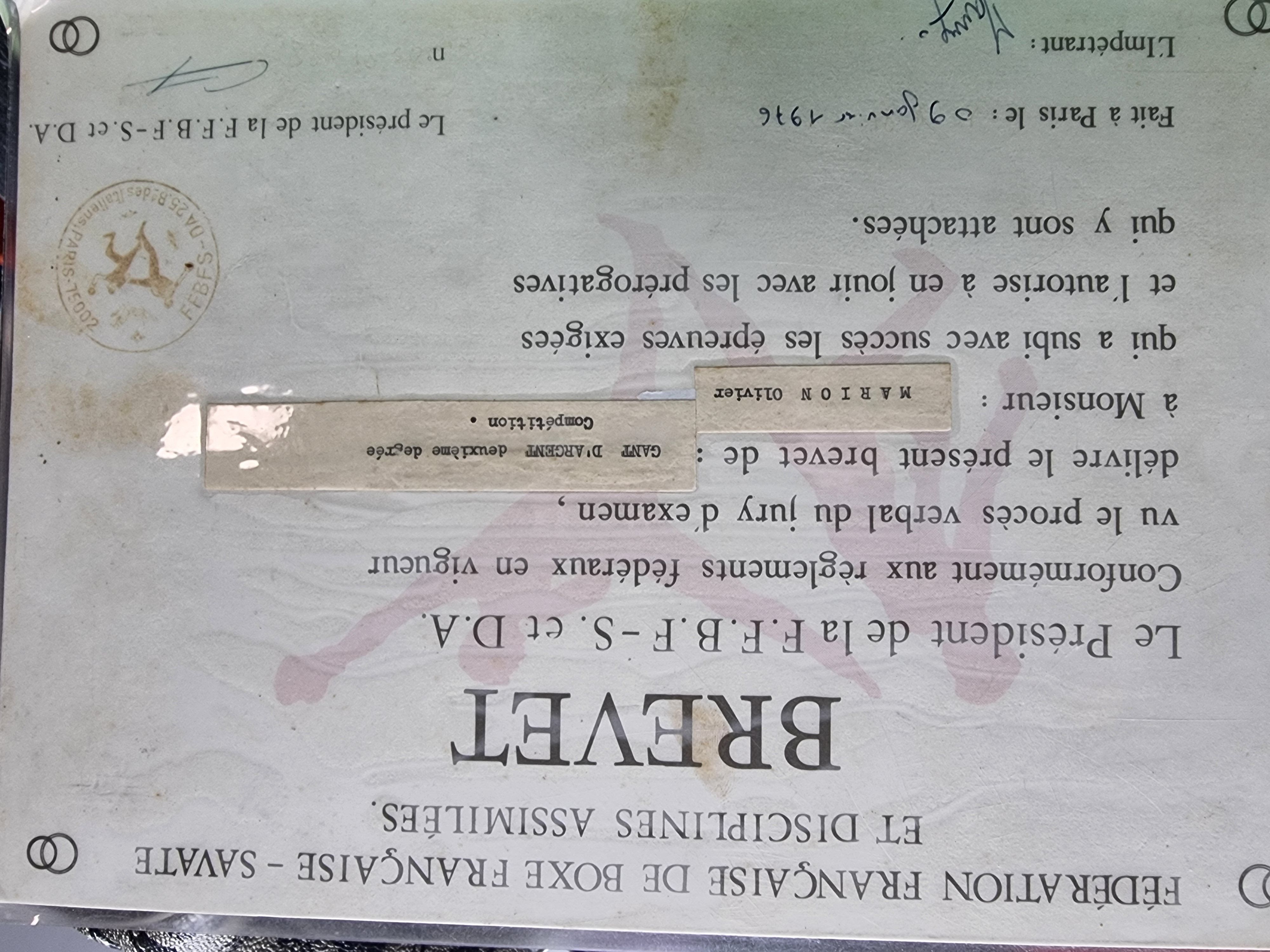 Brevet de la Fédération française de boxe française savate et disciplines assimilées