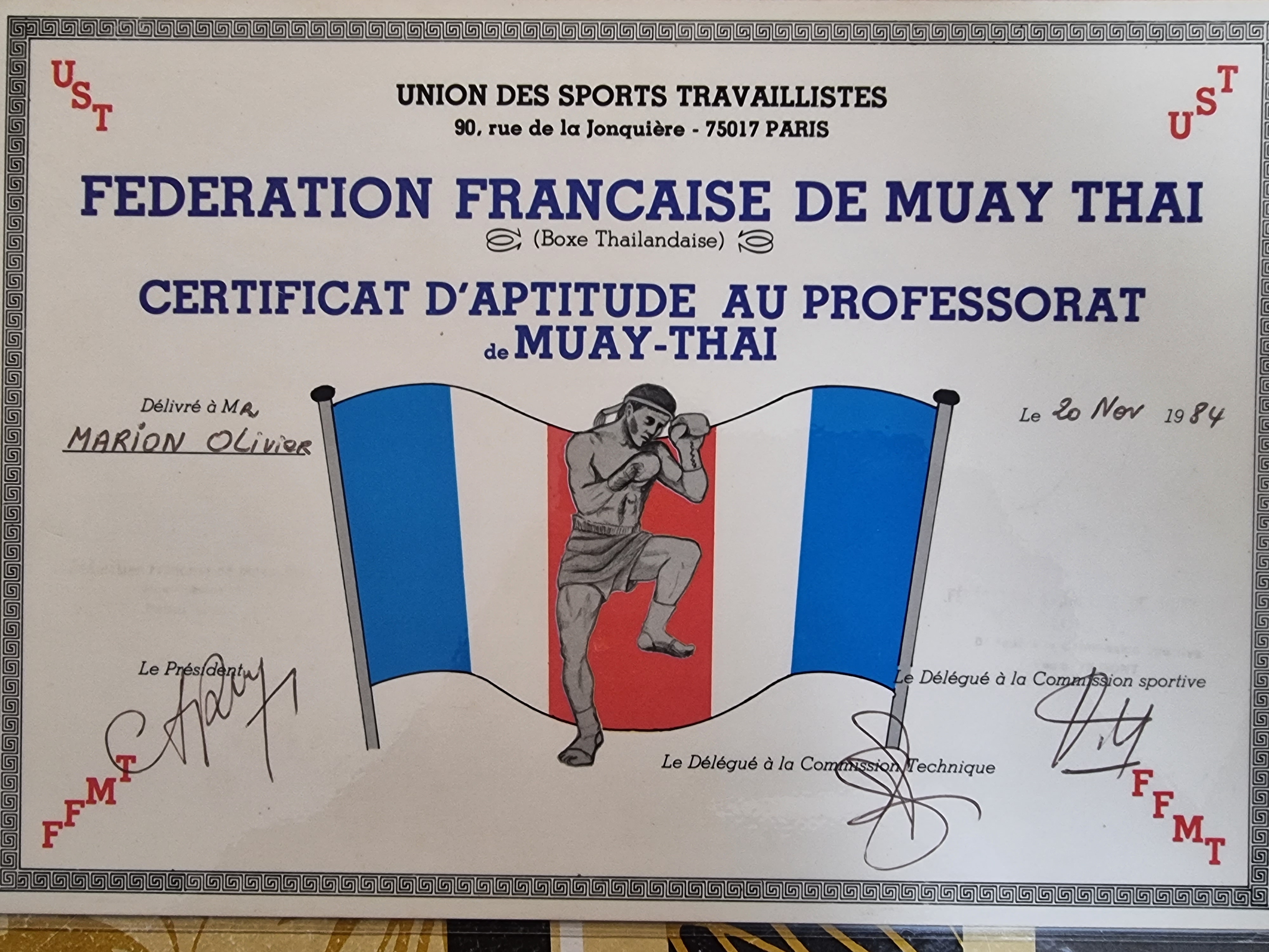 Certificat d'aptitude au professorat de Muay Thaï, Fédération française de Muay Thaï (1984)