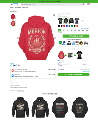 Boutique en ligne : sweat-shirt Marion Muay Thaï