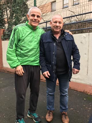 Olivier Marion avec un ami dans la rue