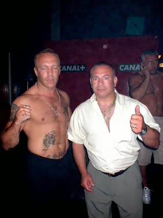 Olivier Marion et un boxeur sur le plateau de Canal+
