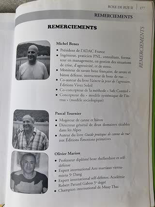 Remerciements du livre Boxe de rue II citant Olivier Marion